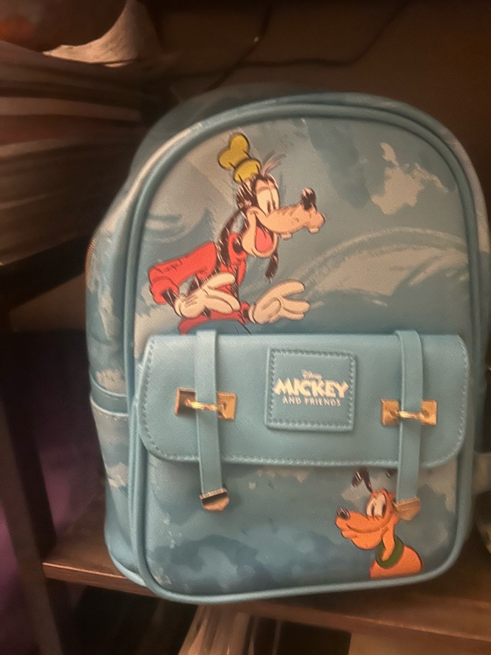 Kids Blue Goofy & Pluto Mini Backpack
